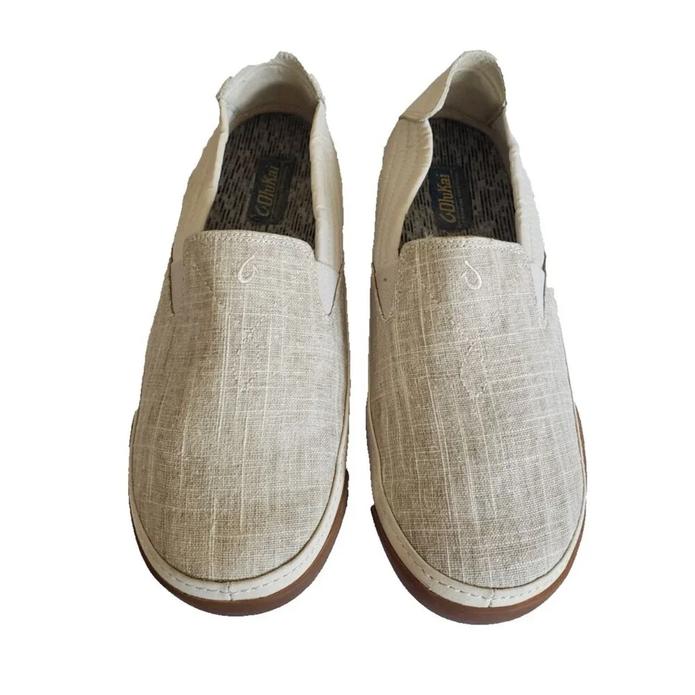 OluKai Lanai Men's Size 11 Beige Tan Slip On Casual Shoes Comfort Loafer